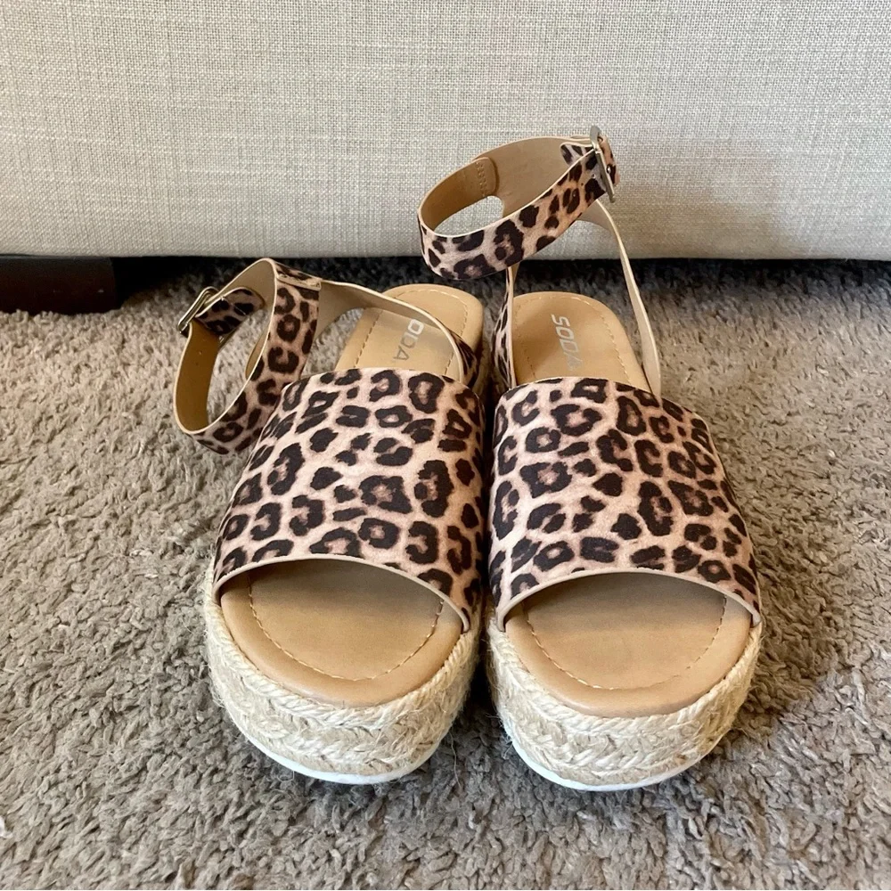 Soda Leopard Espadrille Platform Sandal